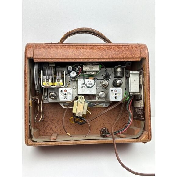 Antique 1949 Philco 48-300 Wood Portable Tube AM Radio Transitone Rolling Dials - Picture 9 of 10